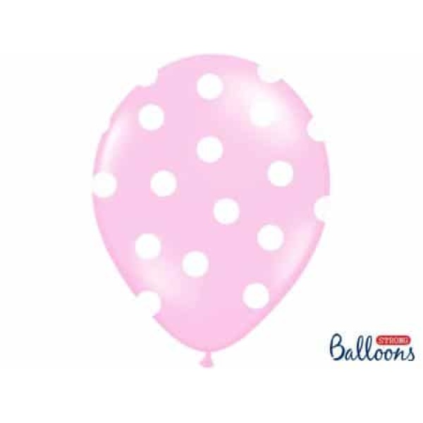 Balón bledoružový s bielymi bodkami, 30cm, 1ks