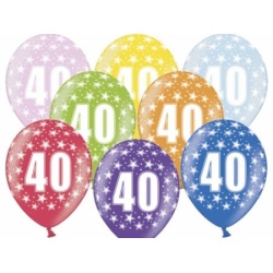 Balón číslo 40 metalický mix farieb, 35cm, 1ks