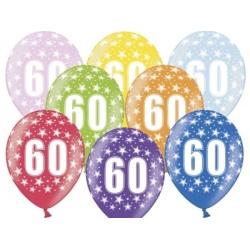 Balón číslo 60 metalický mix farieb, 35cm, 1ks