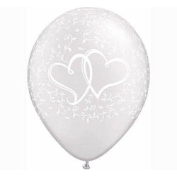 Balón dve srdcia metalické perleťové, 28cm, 1ks