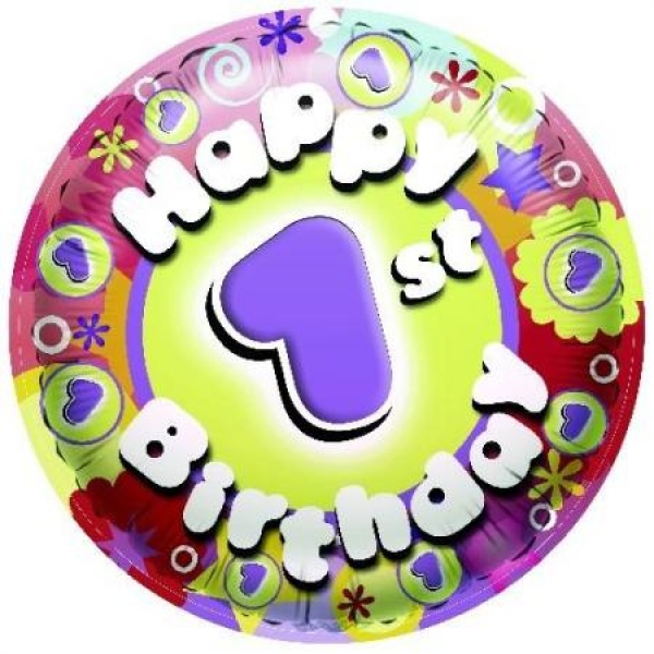 Balón fóliový 1 narodeniny Happy Birthday, 45cm