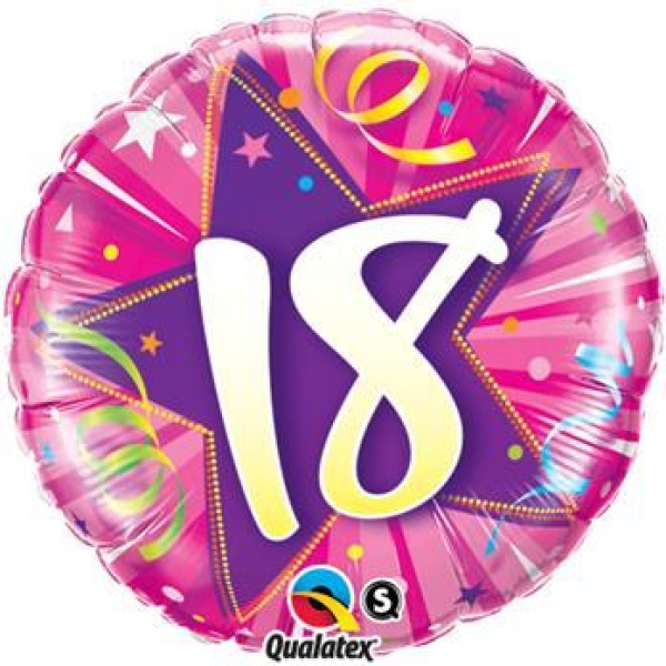 Balón fóliový 18. narodeniny ružový, 45cm