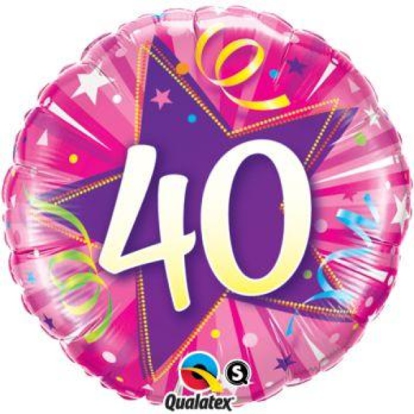 Balón fóliový 40. narodeniny ružový, 45cm