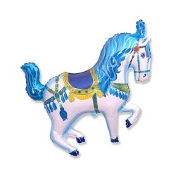 Balón fóliový cirkusový koník modrý, 35cm