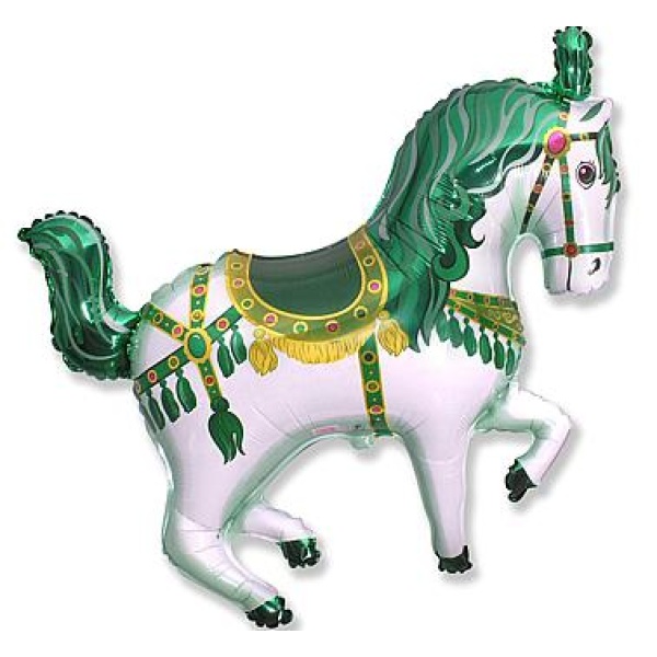 Balón fóliový cirkusový koník zelený, 35cm