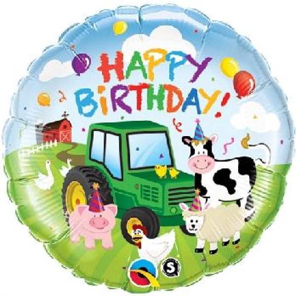 Balón fóliový Happy Birthday Traktor, 46cm