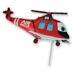 Balón fóliový helikoptéra záchranár, červená, 35cm