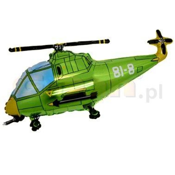 Balón fóliový helikoptéra zelená, 35cm