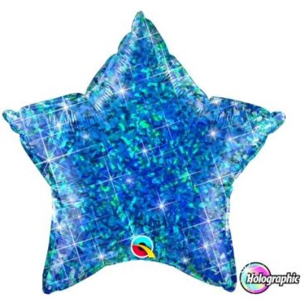Balón fóliový hviezda holografická modrá, 50cm