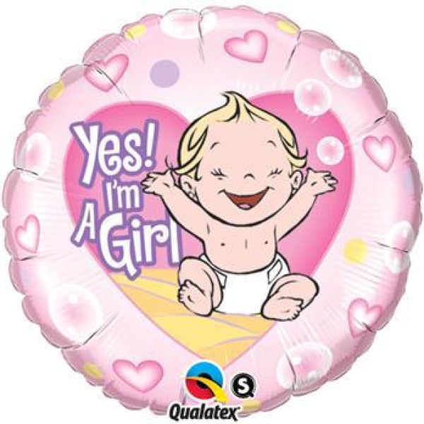Balón fóliový Yes Im a Girl, 45cm
