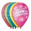 Balón Happy Birthday Ohňostroj, 30cm, 5ks