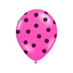 Balón ružový s čiernymi bodkami, 30cm, 1ks