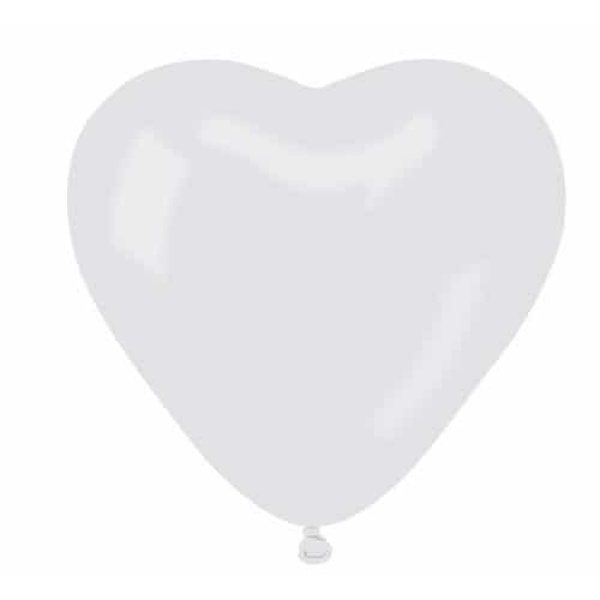 Balón srdce biele, 42cm, 1ks