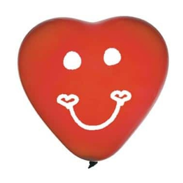 Balón srdce červené úsmev, 25cm, 1ks