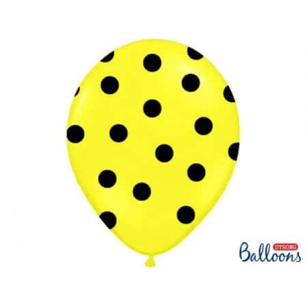 Balón žltý s čiernymi bodkami, 30cm, 1ks
