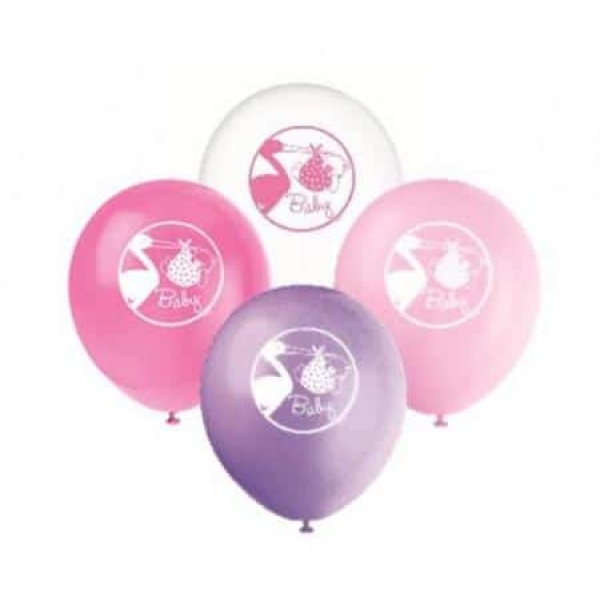 Balóny s potlačou Baby Girl mix farieb, 30cm, 8ks