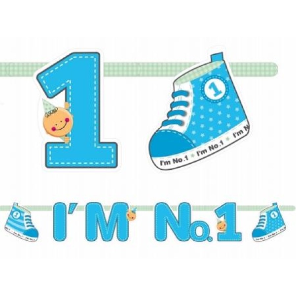 Girlanda 1. narodeniny modrá, 16x110cm, 1ks