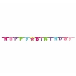 Girlanda s nápisom Happy Birthday ružová, 180cm, 1ks