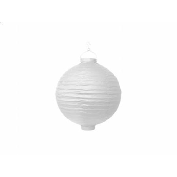Lampión svietiaci guľa biely, 20cm