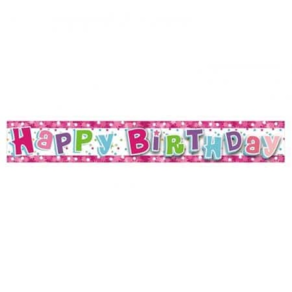 Nápis Happy Birthday ružový, 180cm, 1ks