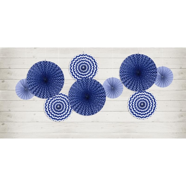 Papierová dekorácia Rozety tmavo modré, sada 3ks