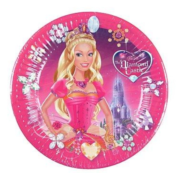 Papierové taniere Barbie DIAMOND Castle, 23cm, 10ks