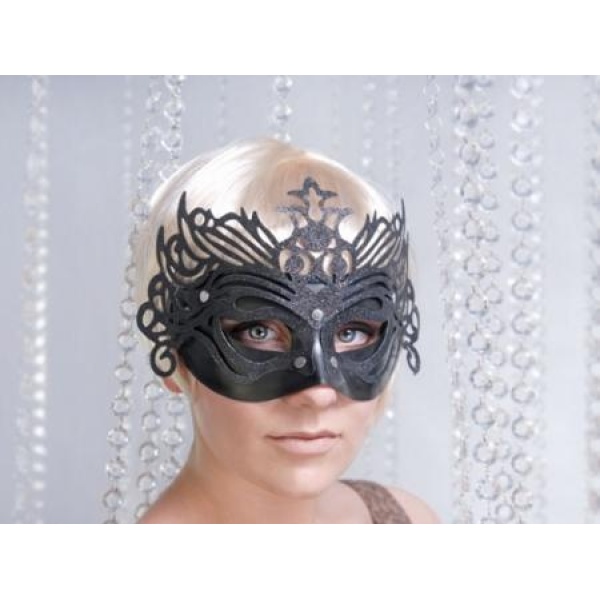 Škraboška čierna, maska s ornamentom na párty, 1ks