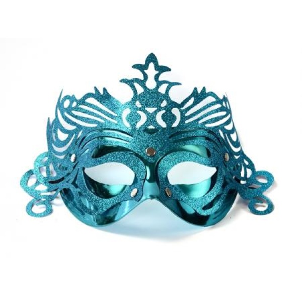 Škraboška tyrkysová, maska s ornamentom na párty, 1ks