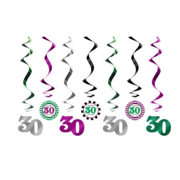 Špirálová dekorácia 30. narodeniny, 60cm, 7ks