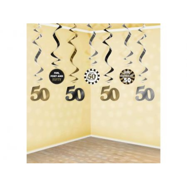 Špirálová dekorácia 50. narodeniny, 60cm, 7ks
