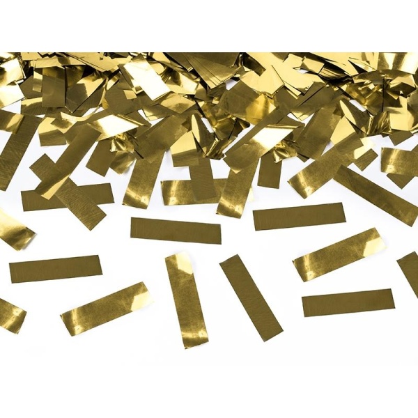 Vystreľovacie konfety zlaté metalické pásiky, 60cm
