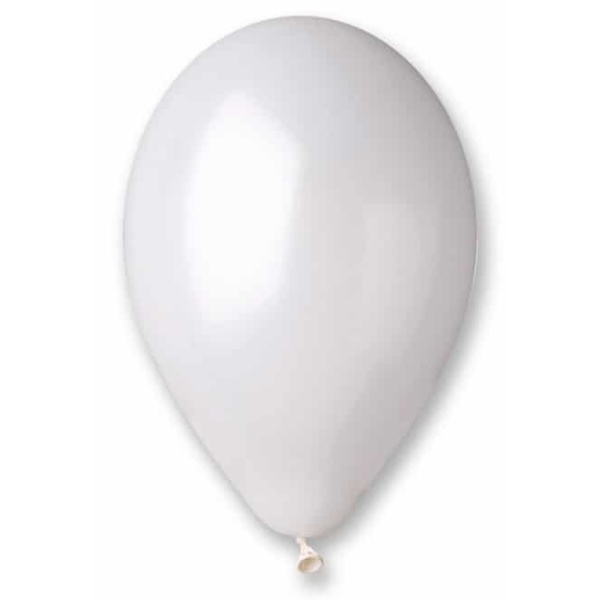 Balón metalický perleťový biely, 26cm, 1ks