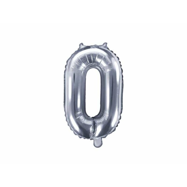 Fóliový balón číslo 0, strieborný, 35cm