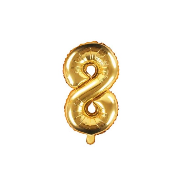Fóliový balón číslo 8, zlatý, 35cm