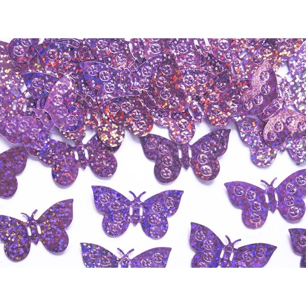 Konfety holografické fóliové motýle, ružové, 15g