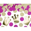 Konfety papierové korunky a krúžky, zlaté a ružové, 4g