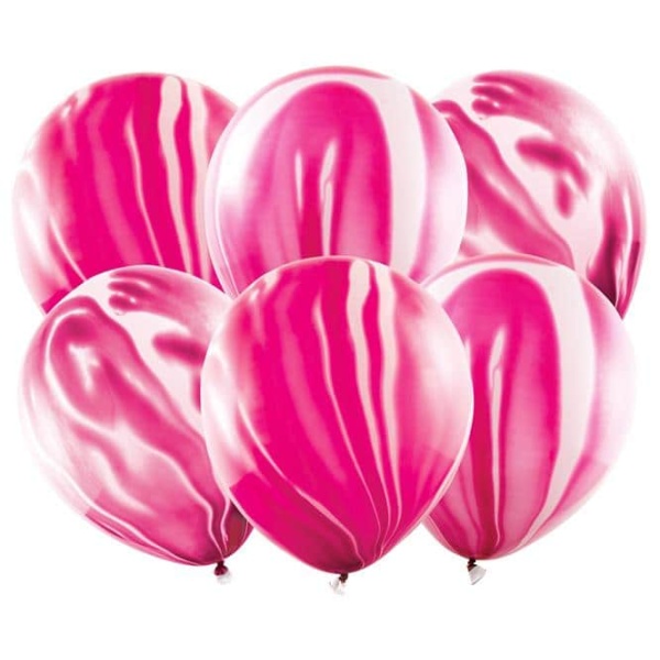 Balóny mramorovým vzor, ružový, 30cm, 6ks