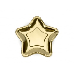 Papierové taniere hviezda zlaté lesklé, 18cm, 6ks
