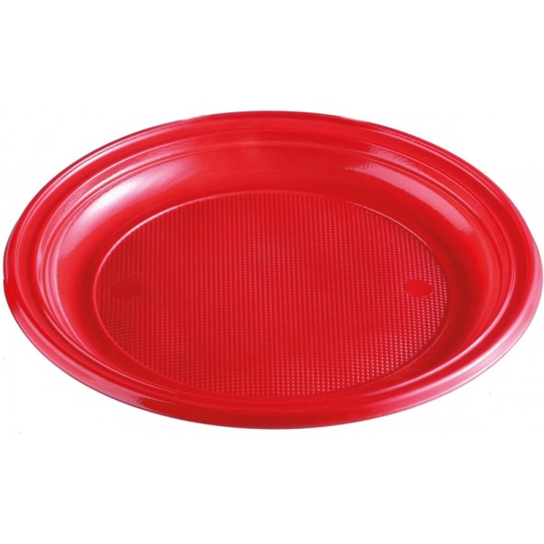 Plastový tanier červený, 22cm, 10ks