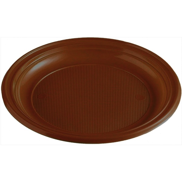 Plastový tanier hnedý, 22cm, 10ks