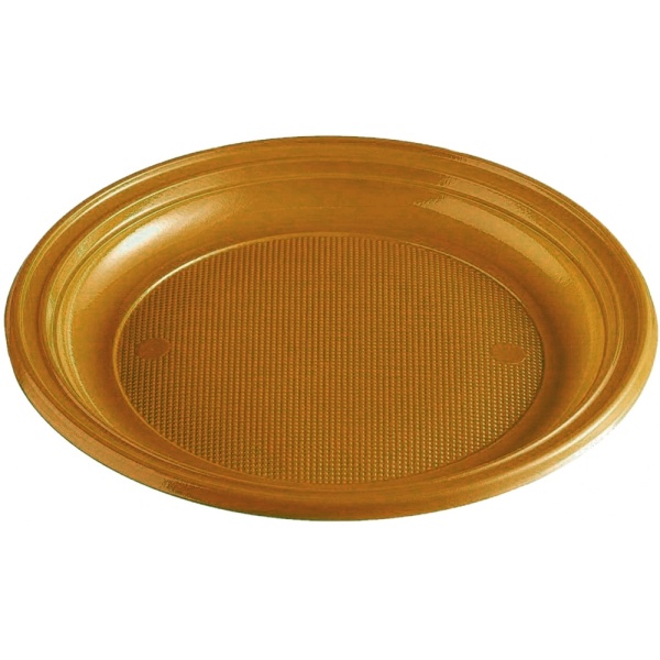 Plastový tanier zlatý, 22cm, 30ks