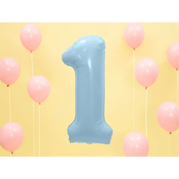 Fóliový balón číslo 1, bledomodrý, 86cm