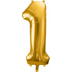 Fóliový balón číslo 1, zlatý, 86cm