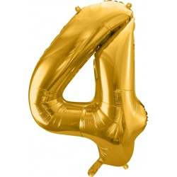 Fóliový balón číslo 4, zlatý, 86cm