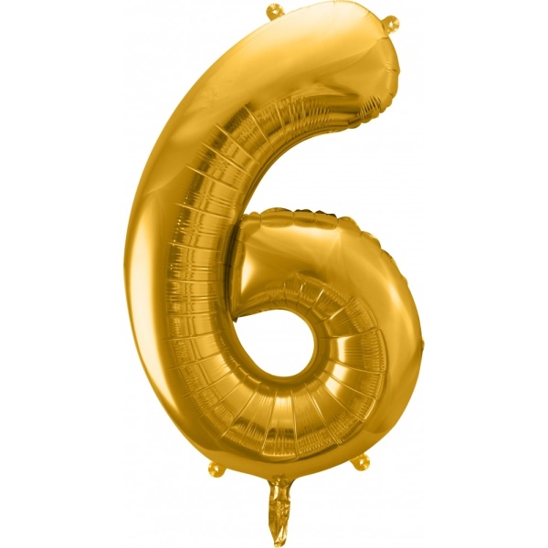 Fóliový balón číslo 6, zlatý, 86cm