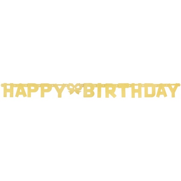 Girlanda nápis Happy Birthday zlatá s trblietkami, 160cm