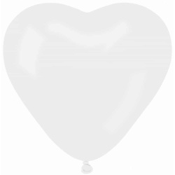 Balón srdce pastelový biely, 44cm, 1ks