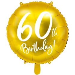 Fóliový balón 60. narodeniny zlatý, 45cm