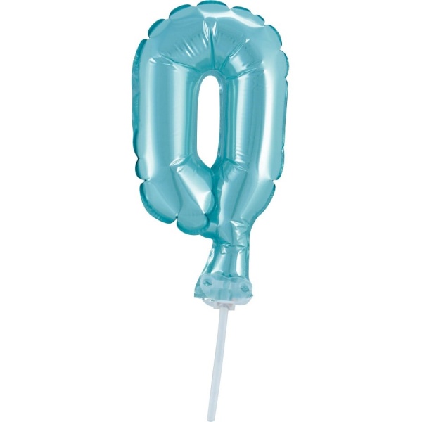 Fóliový balón na tortu číslo 0 tyrkysový, 13cm