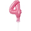 Fóliový balón na tortu číslo 4 ružový, 13cm
